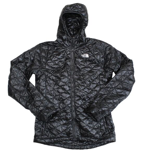 The North Face ThermoBall Jacket Women Small Black Hooded Quilted Lightweight - Picture 1 of 10